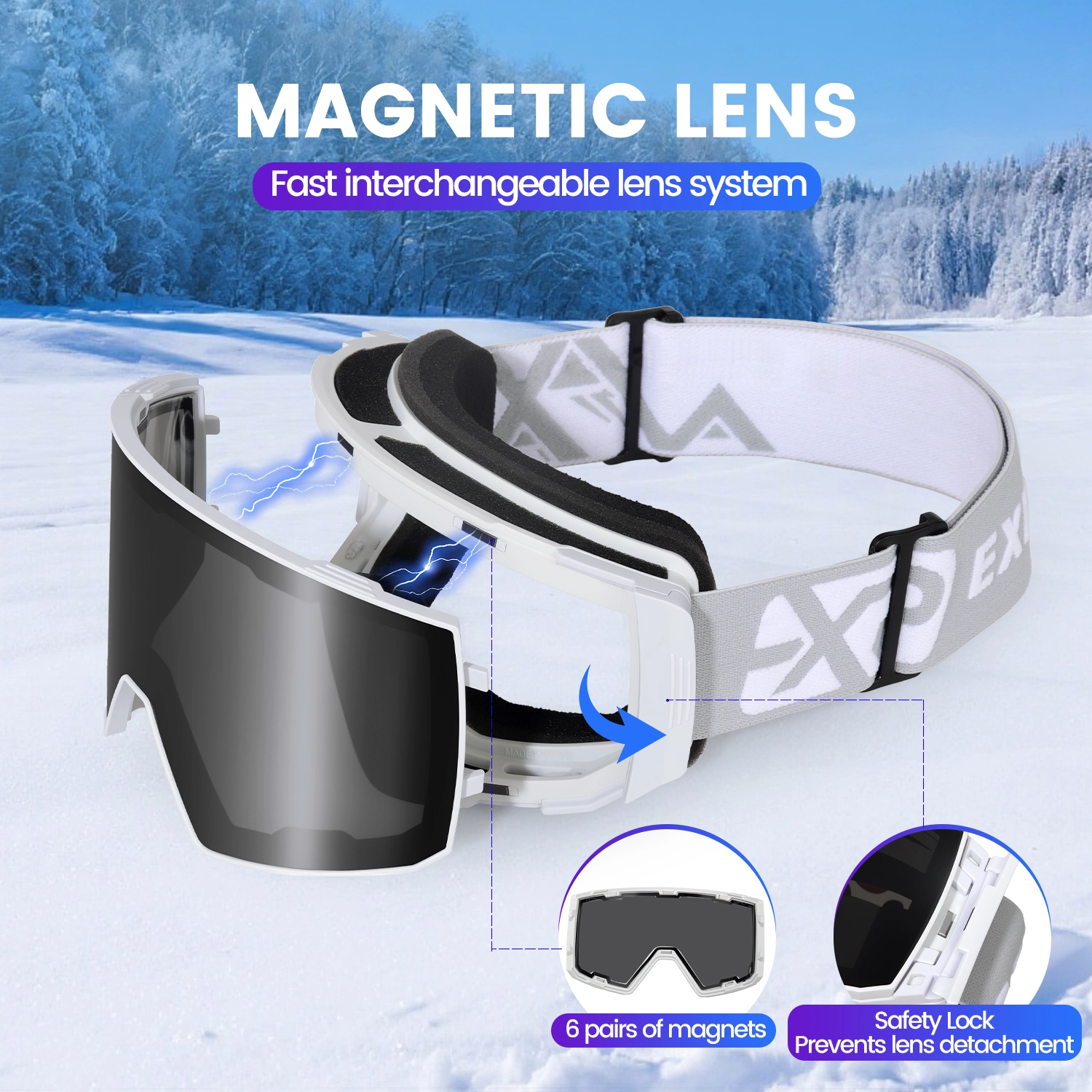 Interchangeable Lens Magnetic Ski Goggles Interchangeable Lens Magnetic Ski Goggles